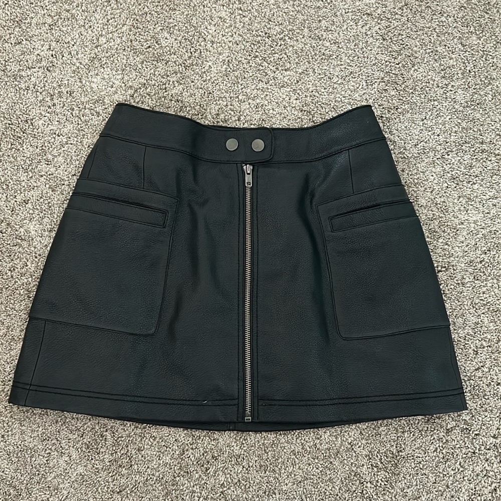 Free People Black Leather Skirt (never worn)